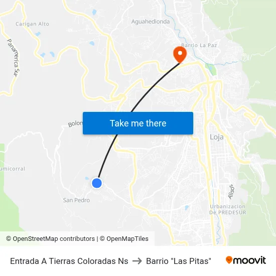 Entrada A Tierras Coloradas Ns to Barrio "Las Pitas" map