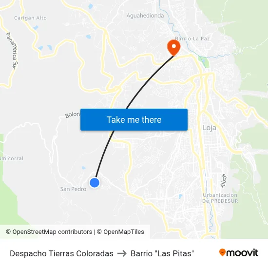 Despacho Tierras Coloradas to Barrio "Las Pitas" map
