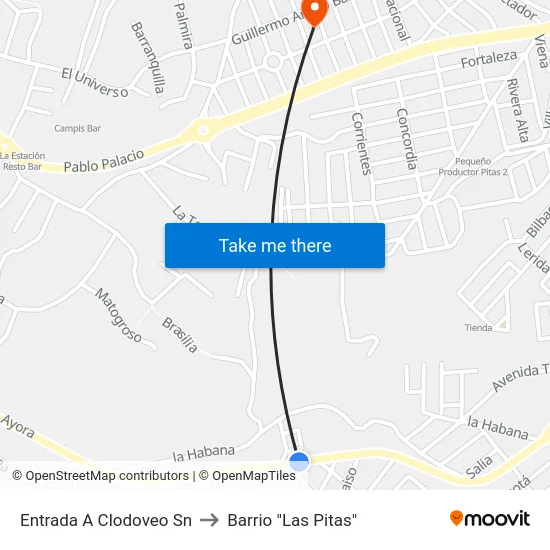 Entrada A Clodoveo Sn to Barrio "Las Pitas" map