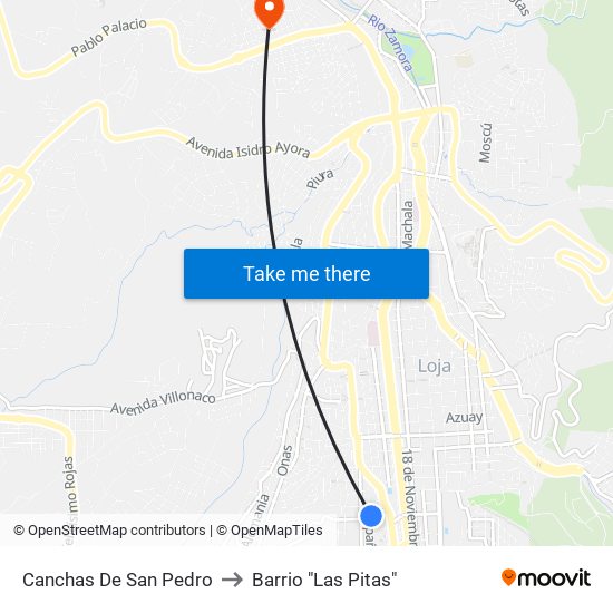 Canchas De San Pedro to Barrio "Las Pitas" map