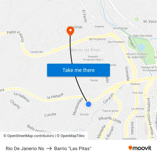 Rio De Janerio Ns to Barrio "Las Pitas" map