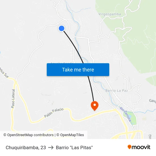 Chuquiribamba, 23 to Barrio "Las Pitas" map