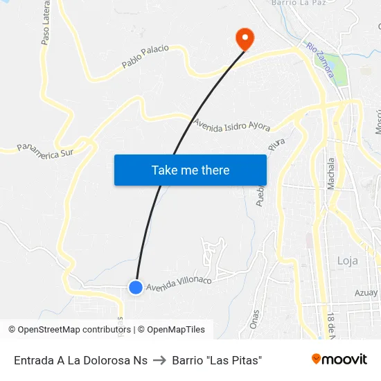 Entrada A La Dolorosa Ns to Barrio "Las Pitas" map