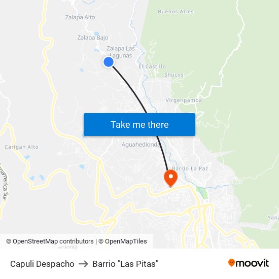 Capuli Despacho to Barrio "Las Pitas" map