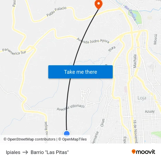 Ipiales to Barrio "Las Pitas" map