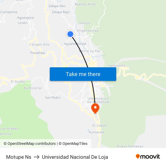 Motupe Ns to Universidad Nacional De Loja map