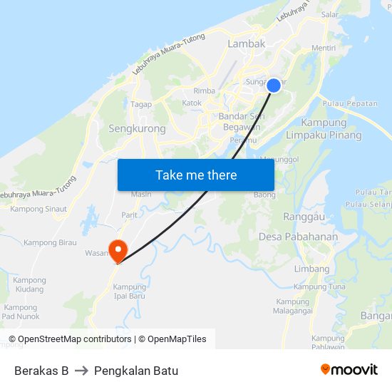 Berakas B to Pengkalan Batu map