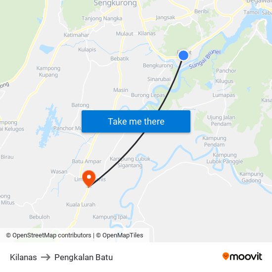 Kilanas to Pengkalan Batu map