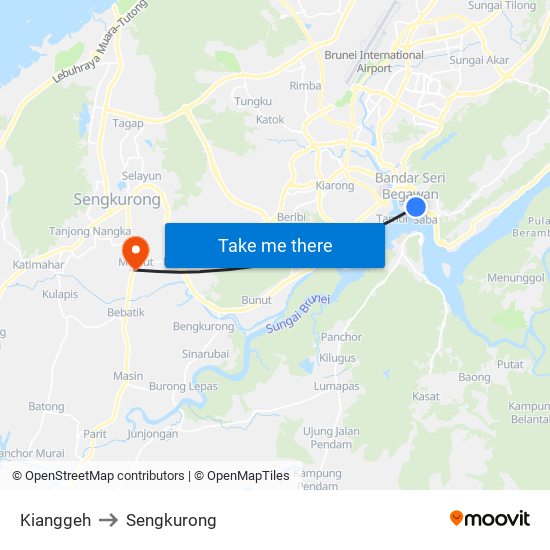 Kianggeh to Sengkurong map