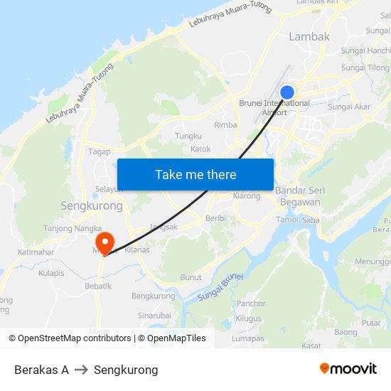 Berakas A to Sengkurong map