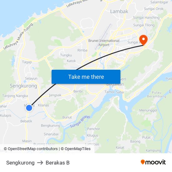 Sengkurong to Berakas B map