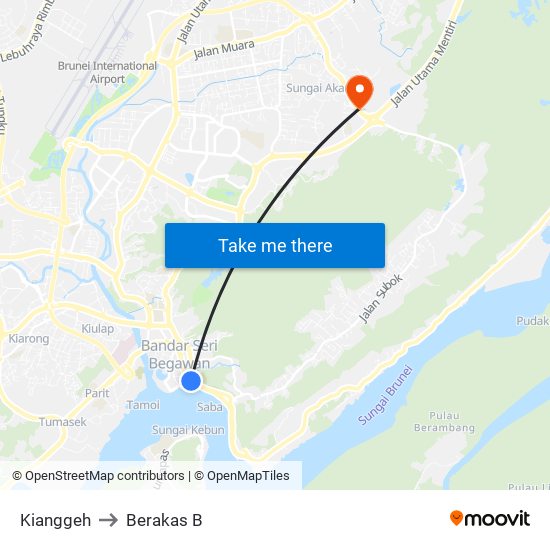 Kianggeh to Berakas B map