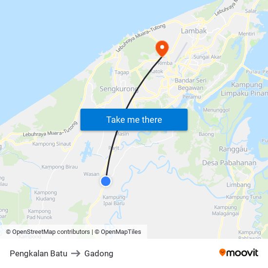 Pengkalan Batu to Gadong map