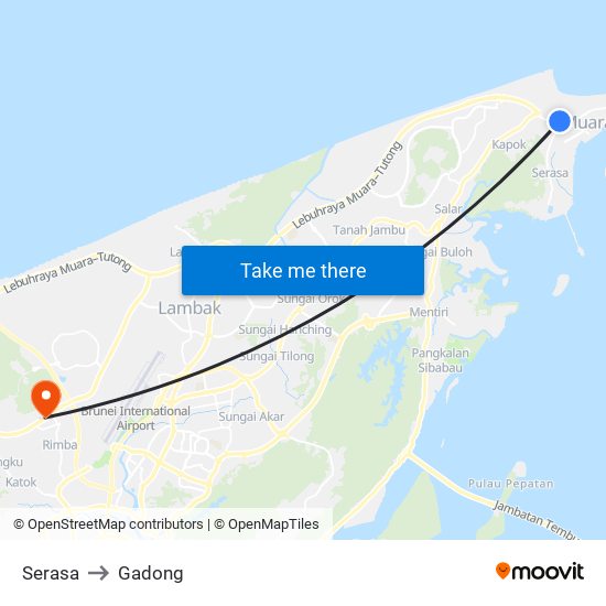 Serasa to Gadong map