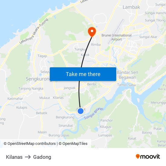 Kilanas to Gadong map