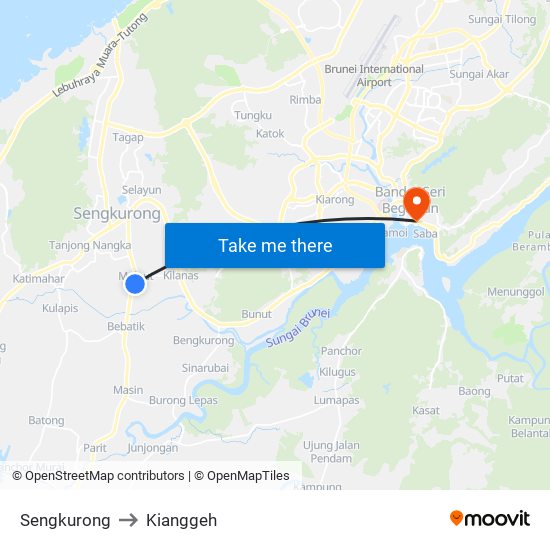 Sengkurong to Kianggeh map
