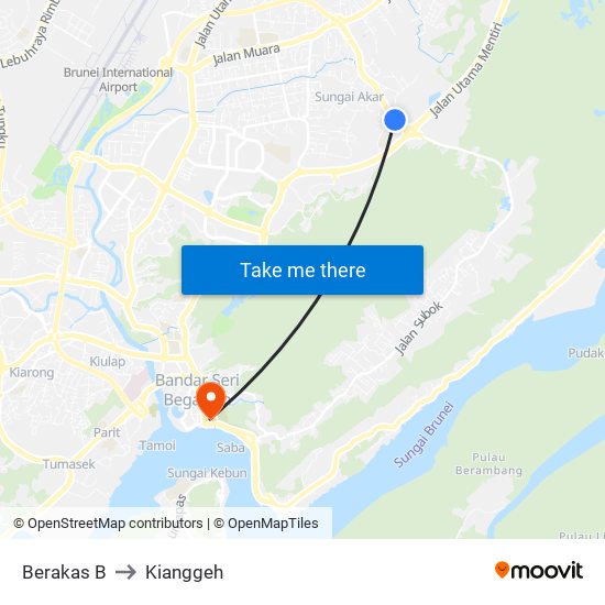 Berakas B to Kianggeh map