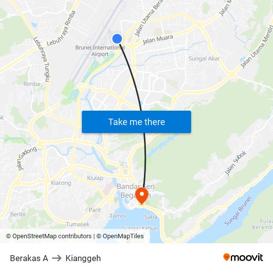Berakas A to Kianggeh map