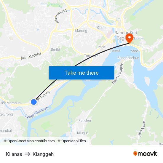 Kilanas to Kianggeh map