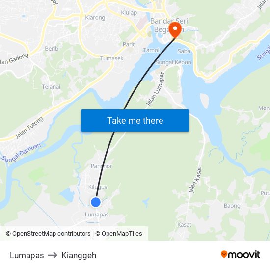 Lumapas to Kianggeh map
