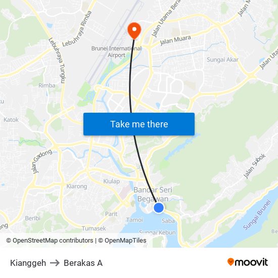 Kianggeh to Berakas A map