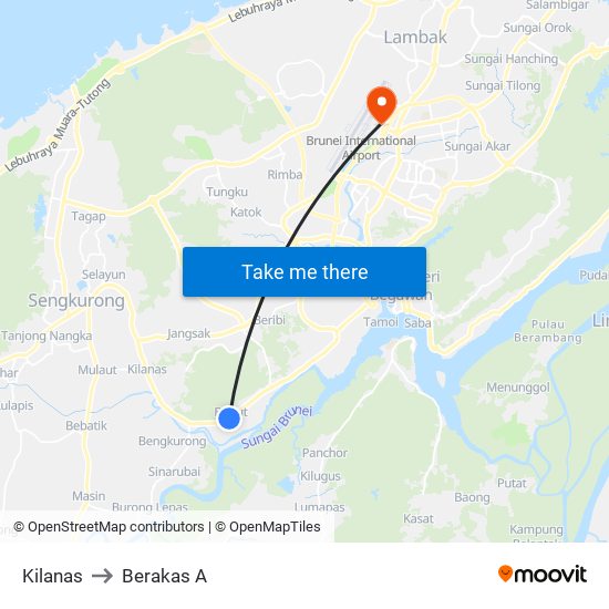 Kilanas to Berakas A map