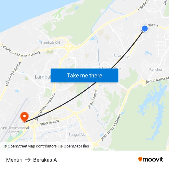 Mentiri to Berakas A map