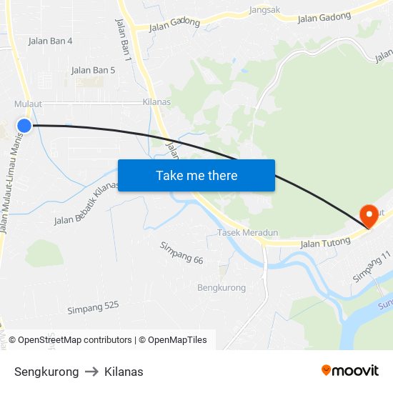 Sengkurong to Kilanas map
