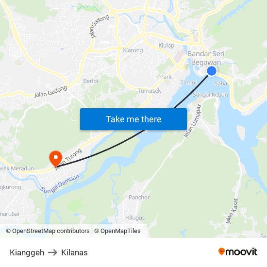 Kianggeh to Kilanas map