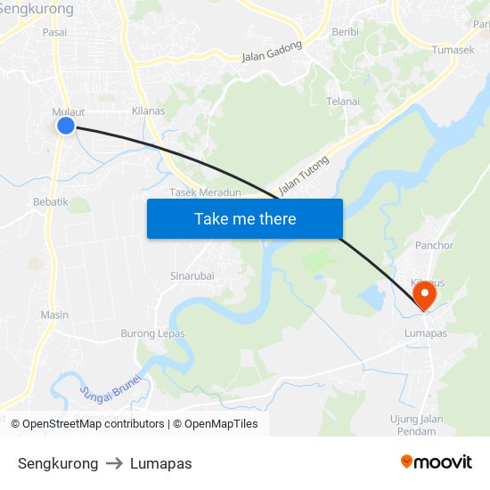 Sengkurong to Lumapas map
