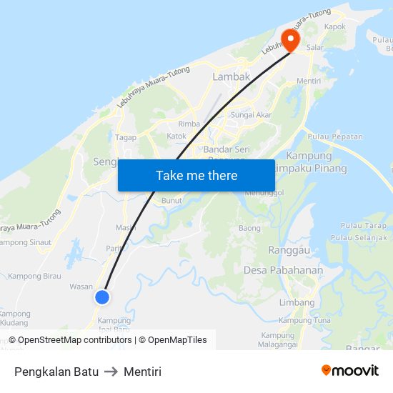 Pengkalan Batu to Mentiri map