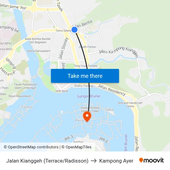 Jalan Kianggeh (Terrace/Radisson) to Kampong Ayer map