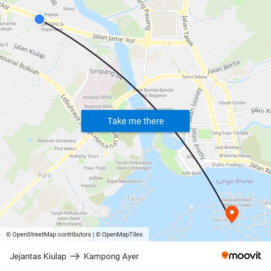 Jejantas Kiulap to Kampong Ayer map