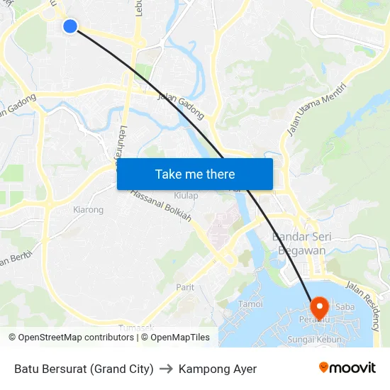 Batu Bersurat (Grand City) to Kampong Ayer map