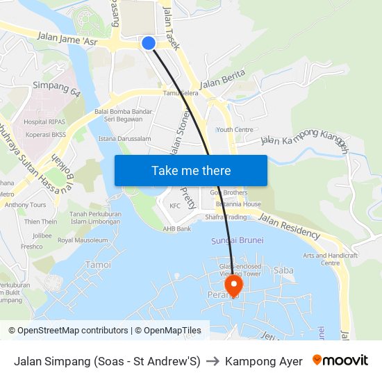 Jalan Simpang (Soas - St Andrew'S) to Kampong Ayer map