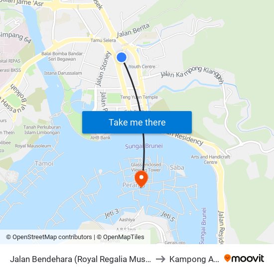 Jalan Bendehara (Royal Regalia Museum) to Kampong Ayer map