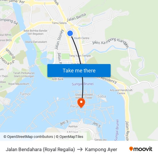 Jalan Bendahara (Royal Regalia) to Kampong Ayer map