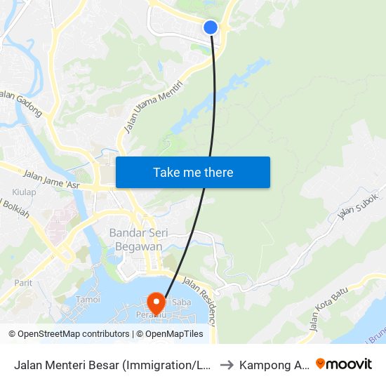 Jalan Menteri Besar (Immigration/Labour) to Kampong Ayer map