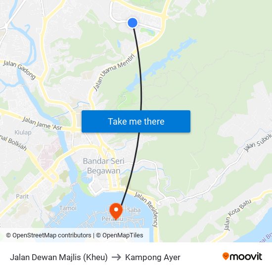 Jalan Dewan Majlis (Kheu) to Kampong Ayer map