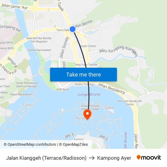 Jalan Kianggeh (Terrace/Radisson) to Kampong Ayer map