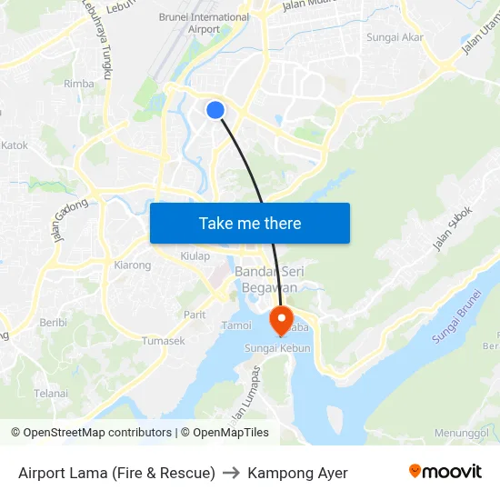 Airport Lama (Fire & Rescue) to Kampong Ayer map