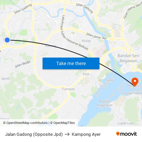 Jalan Gadong (Opposite Jpd) to Kampong Ayer map