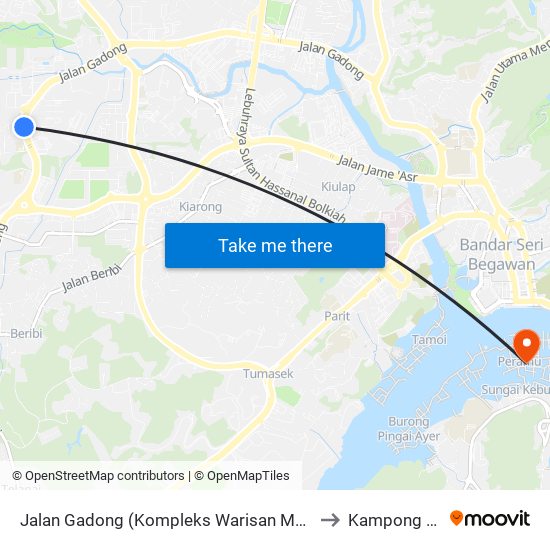 Jalan Gadong (Kompleks Warisan Mata-Mata) to Kampong Ayer map