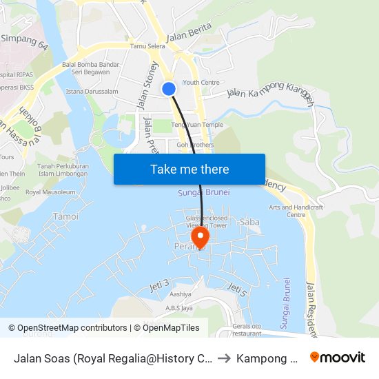 Jalan Soas (Royal Regalia@History Centre)) to Kampong Ayer map