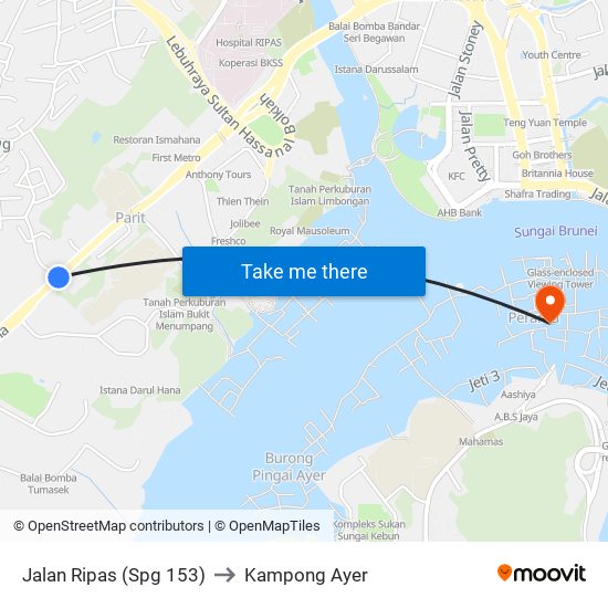 Jalan Ripas (Spg 153) to Kampong Ayer map