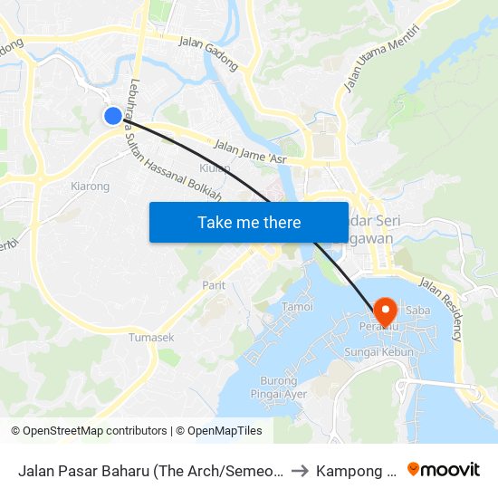 Jalan Pasar Baharu (The Arch/Semeo Voctech) to Kampong Ayer map