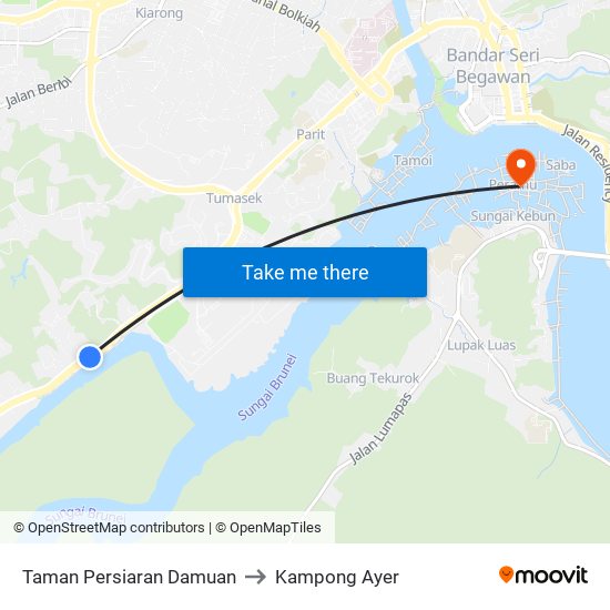 Taman Persiaran Damuan to Kampong Ayer map