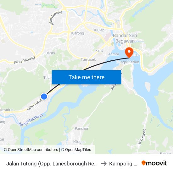 Jalan Tutong (Opp. Lanesborough Residence) to Kampong Ayer map