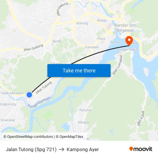 Jalan Tutong (Spg 721) to Kampong Ayer map