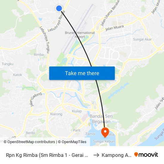 Rpn Kg Rimba (Sm Rimba 1 - Gerai Aneka) to Kampong Ayer map